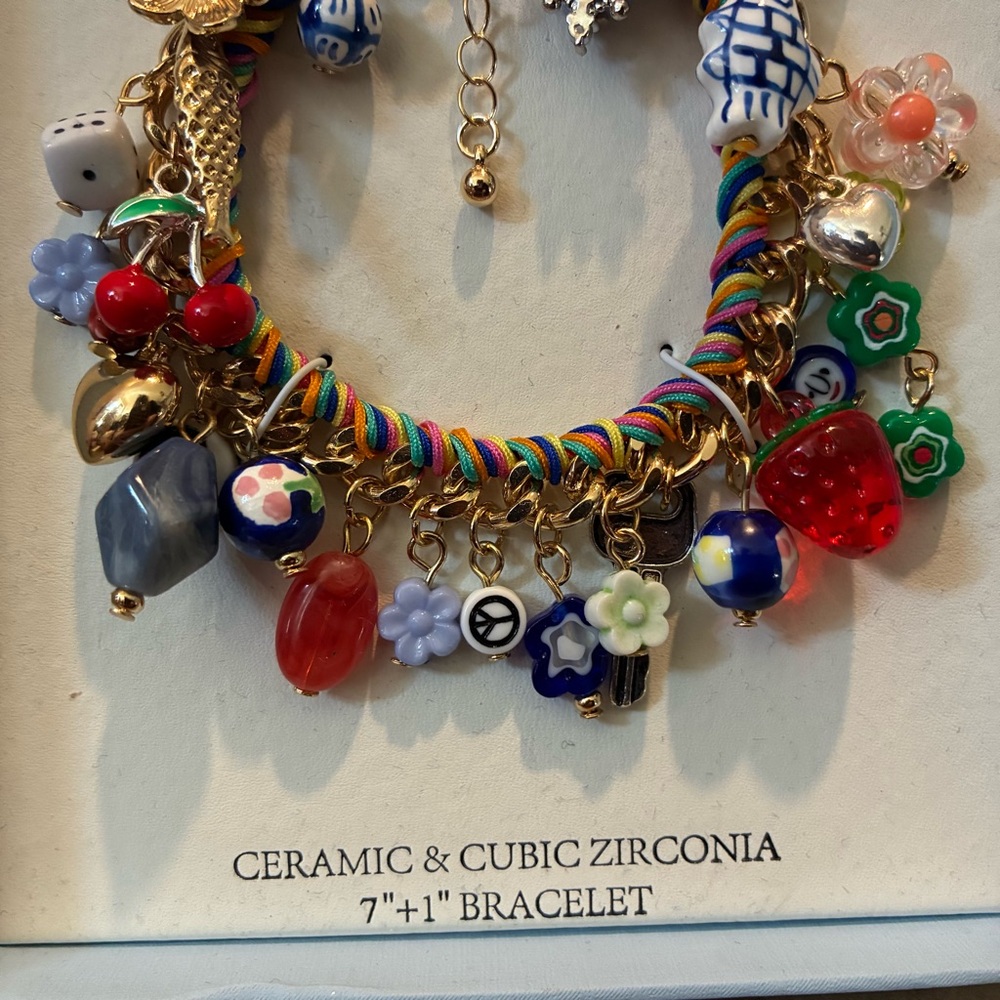 Viral Atterri Colorful Charm Bracelet – Gold Eclectic Y2K Kitsch Charm Jewelry - Picture 4 of 6